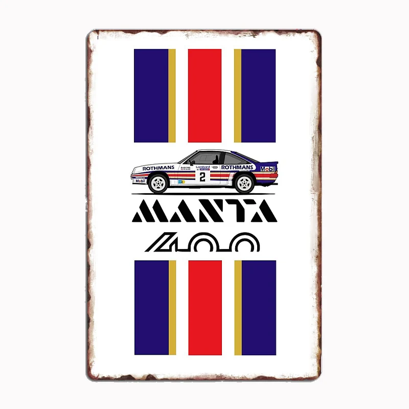

Opel manta 400 Sports Car Metal Sign Poster Garage Room Decor Automobile Club Custom Tin Vintage Home Decor