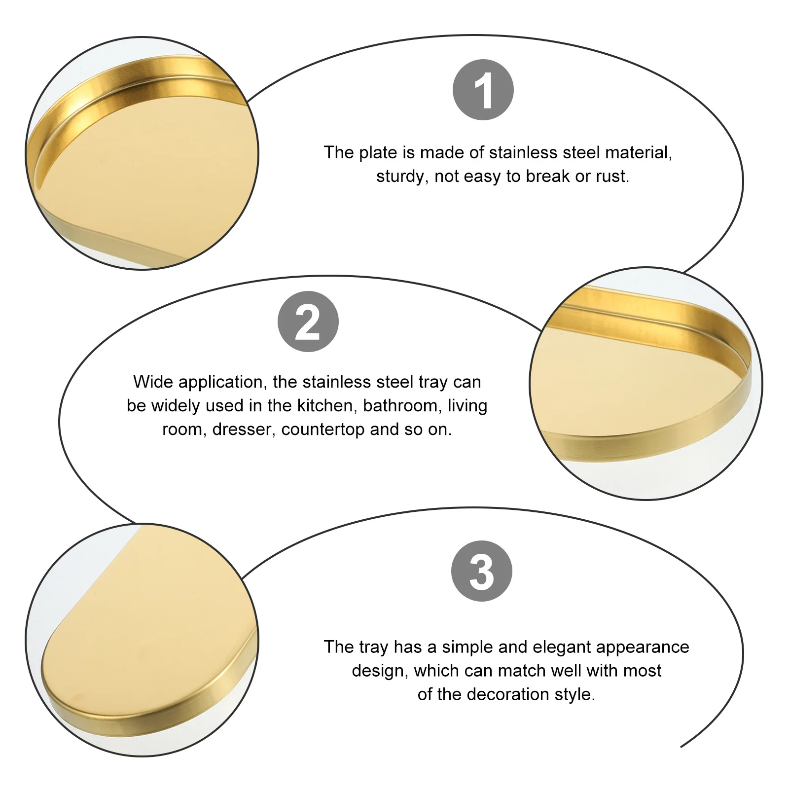 Counter Stainless Steel Jewelry Tray Sturdy Multipurpose Storage Plate Snack Serving Tray Desktop Metal Organizer Dish Plate