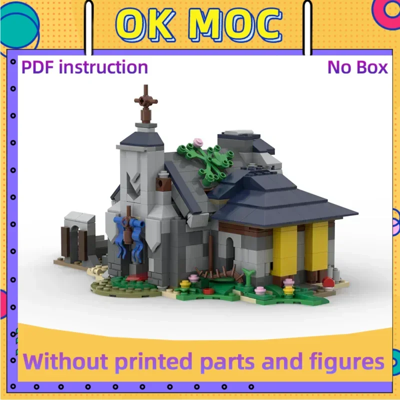

Moc Building Blocks Medieval Olden Chapel Model Technology Brick DIY Assembly Modular Street View Toy Children Holiday Gift