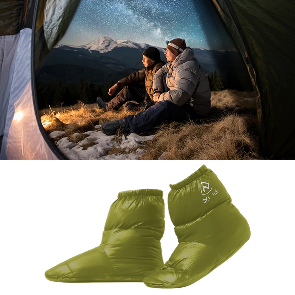 Winter Duck Down Booties Socks Outdoor Camping Tent Warm Soft Slippers Boots Covers Soft Down Filled Footwear Mules Cozy Warmers