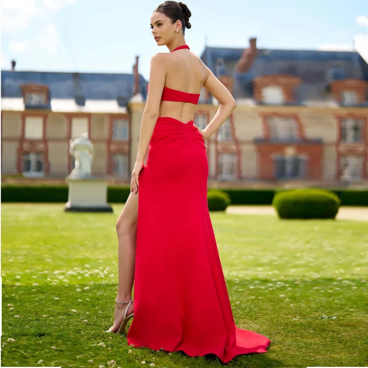 

2025 Women's New Sexy Hanging Neck Hot Diamond Evening Fashion Split Long Dress