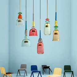 Nordic Pendant Lights modern Color Candy Bedroom Children's Room Single Head Glass Hanging Lamps Home Decor Fixtures Restaurant