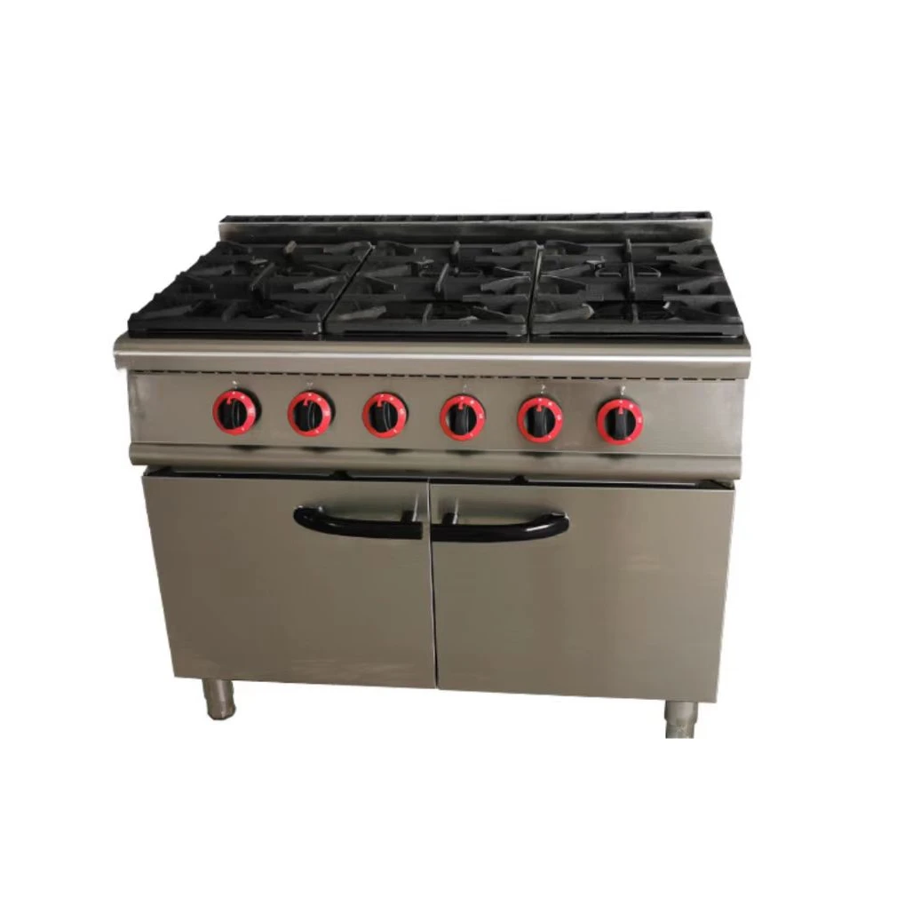 Commercial kitchen equipment 6 burner cabinet type gas stove suitable for LPG