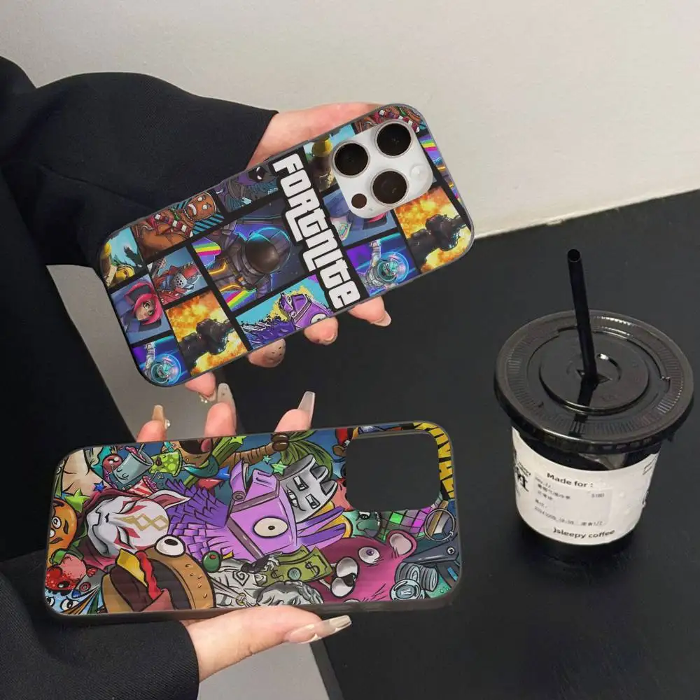 Cartoon B-Battle-R-Royales-F-FortniteS Phone Case Corrugated Pattern Phone Case For iPhone 17 Air 16 15 14 13 12 11 Plus ProMax