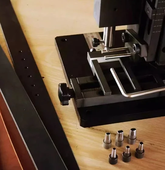 Professional Leather Belt Hole Punching Machine Hand-Cranking Absolute Centering Puncher Adjustable Spacing with 6PCS Heads