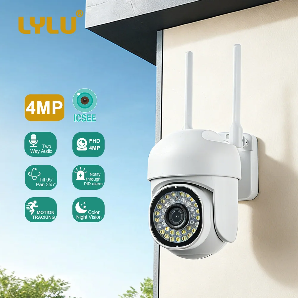 

Камера LYLU PTZ, уличная камера с двумя экранами, обнаружение человека, двойные линзы, 4K, 4 МП, Wi-Fi, защита, IP-камера, аудио, приложение ICSEE