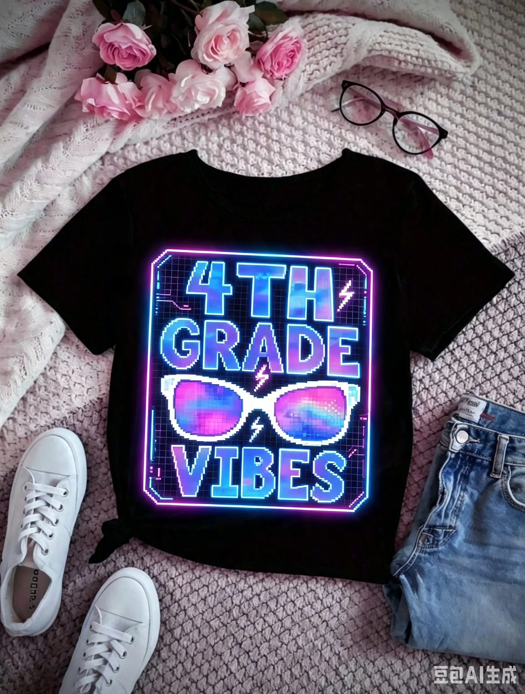 Casual Style For Both Boys And Girls Family Matching Shirts 4th Grade Vibes Summer Outfit Gift