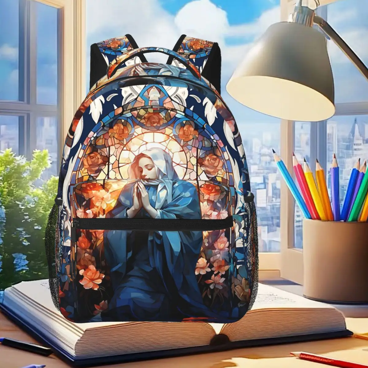 

A Prayer Virgin Mary Spiritual Prayer Backpack Student Boys Girls BookBag Children School Bag Laptop Shoulder Bags for Men Women
