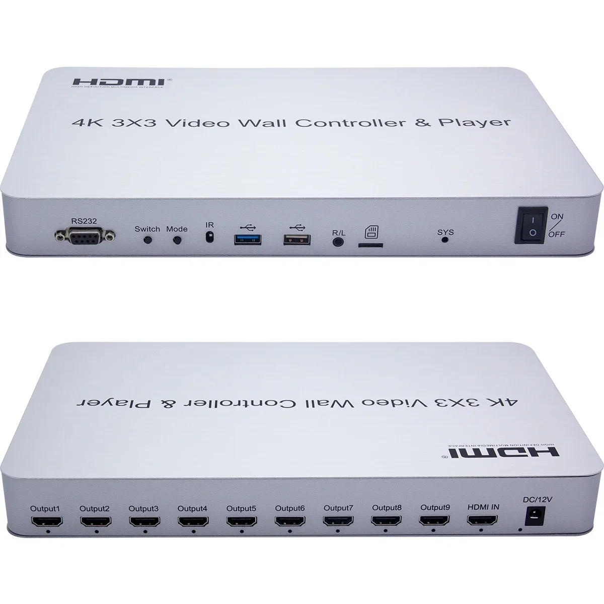 4K 3x3 Video Wall Controller U Disk Player Multi Screen Splicing Processor 4k 2x2 2x3 2x4 1x3 1x4 TV Wall Splicer Video Splicer