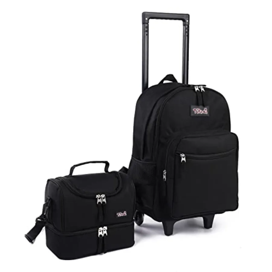 

Rolling Backpack 18 inch Double Handle with Lunch Bag Wheeled Backpack for Girls and Boys
