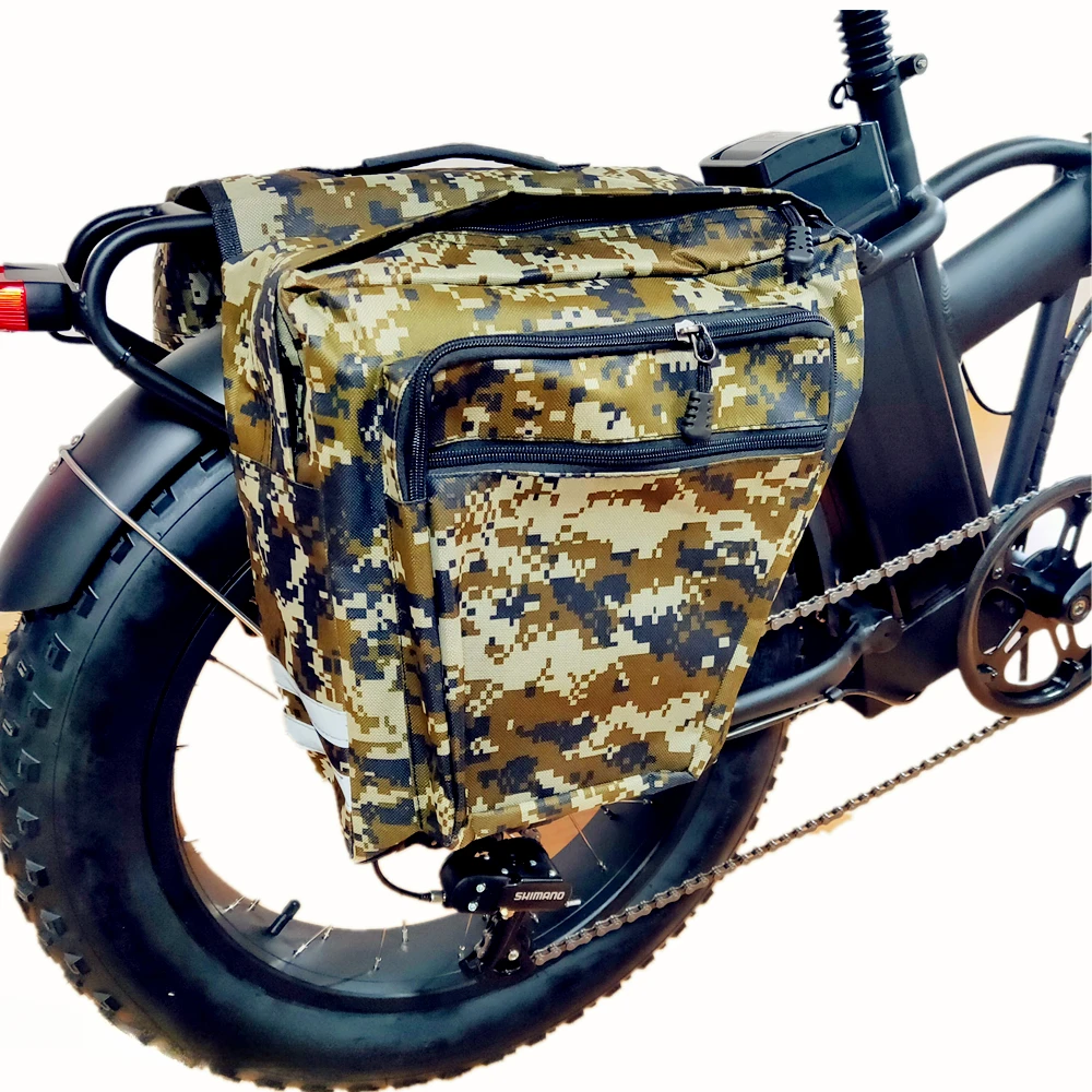 Camouflage Waterproof Fat Bike Pannier bag Electric Bicycle Travel Rear Saddle Bag