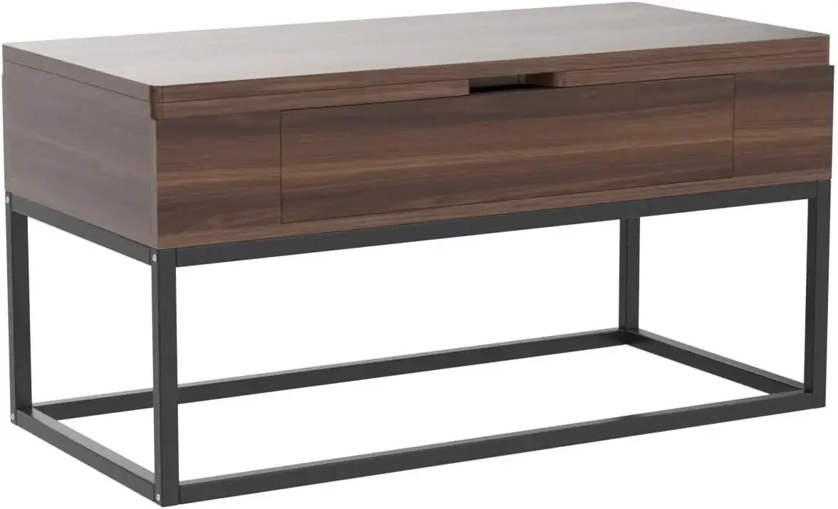 Lift Top Coffee Table, 3in1 Folding Rolling Coffee Table with Storage Drawer Push Opening, Metal Frame Wood Coffee Table