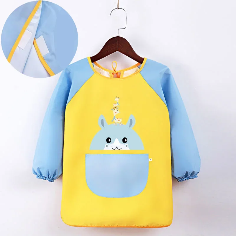 Personalized Child Painting blouse Long Sleeve Custom Name Kids Art Smock Aprons Waterproof Artist Apron For Feeding Paint