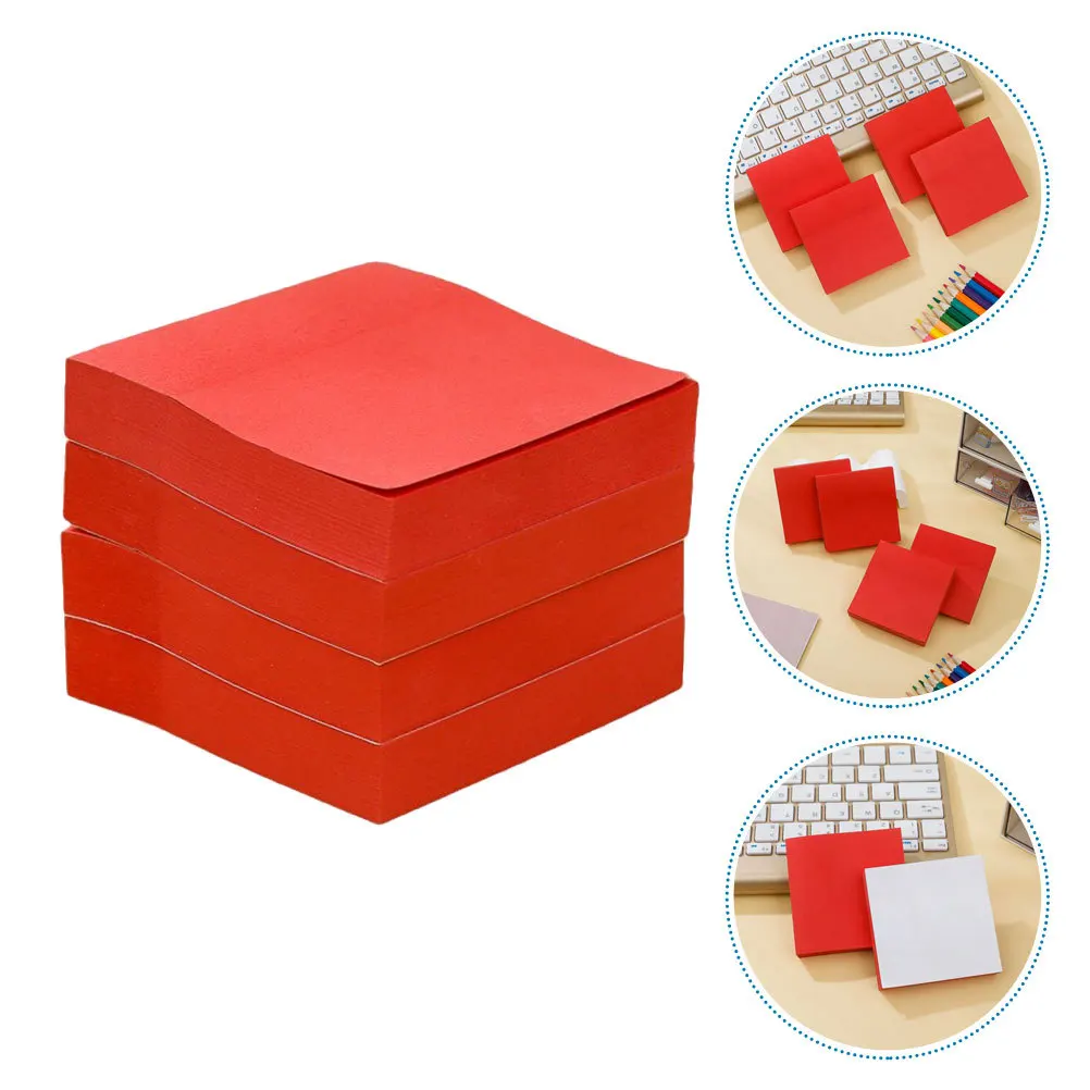 

8 Pads Bright Red Square Sticky Memo Notes Strong Adhesive Large Sheets Office School Study Supplies Mini Notepads Desk Supplies