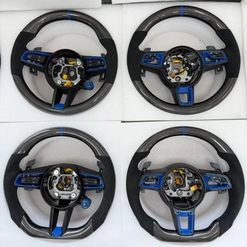 For Porsche Cayenne 15‑23 GT 4.0T With Component Bordeaux Red Full Leather Steering Wheel With Horn Shell