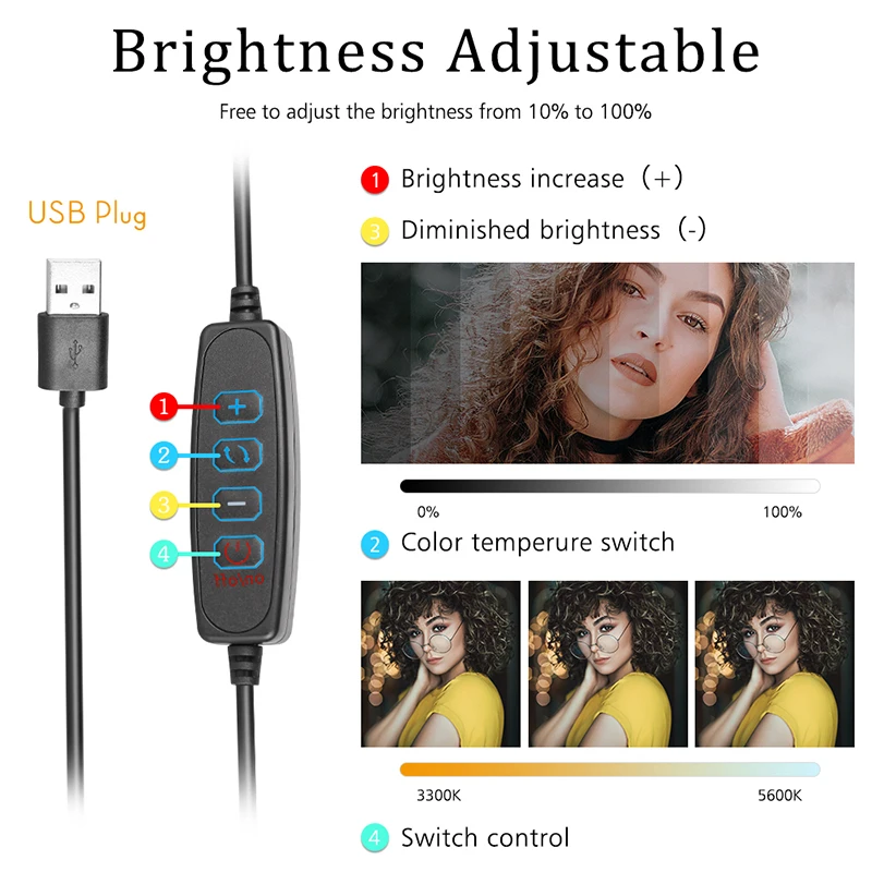 Photography LED Selfie Video Light With Tripod Stand Dimmable Panel Lighting Photo Studio Live Stream Fill Lamp Three Color