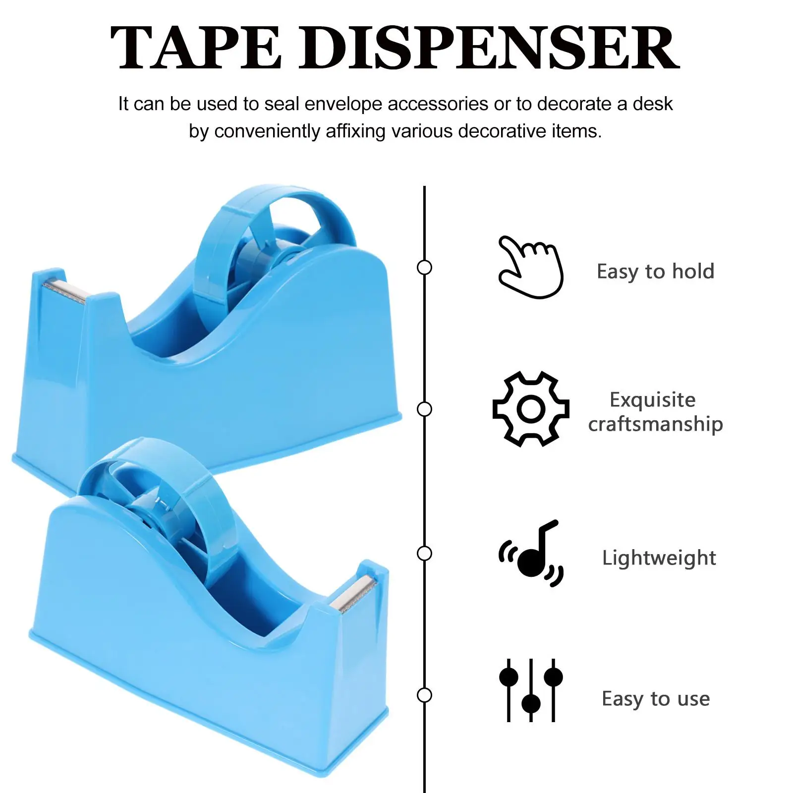 Desktop Tape Dispenser Adhesive Paper Cutting Machine Professional Tape Holder Tabletop Weighted Base Non Slip Mat Random Color