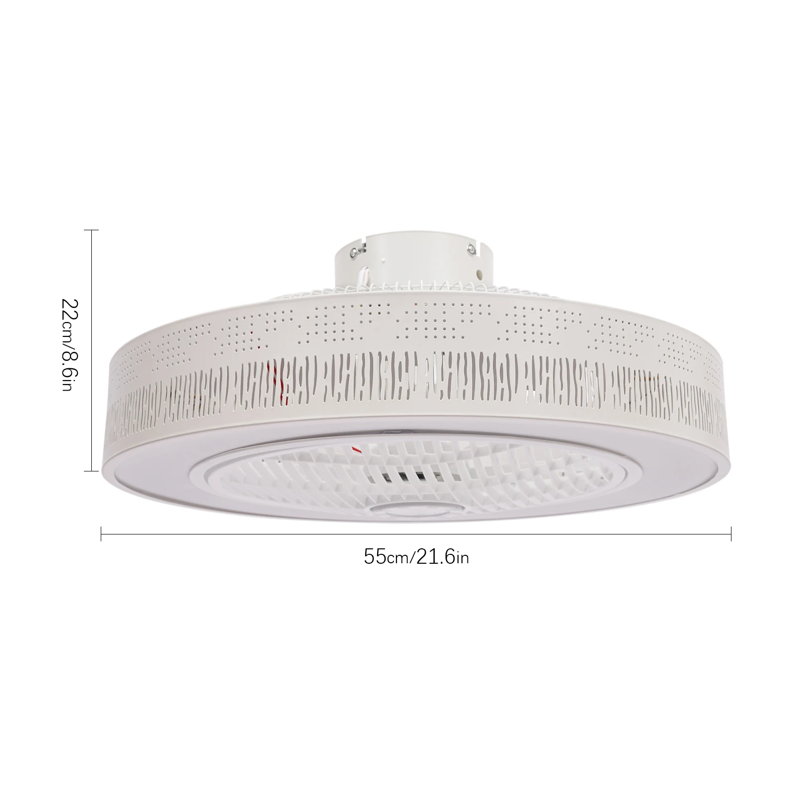 55Cm Round Ceiling Fan Light 3 Color LED Chandelier Lamp Bedroom+Remote Control