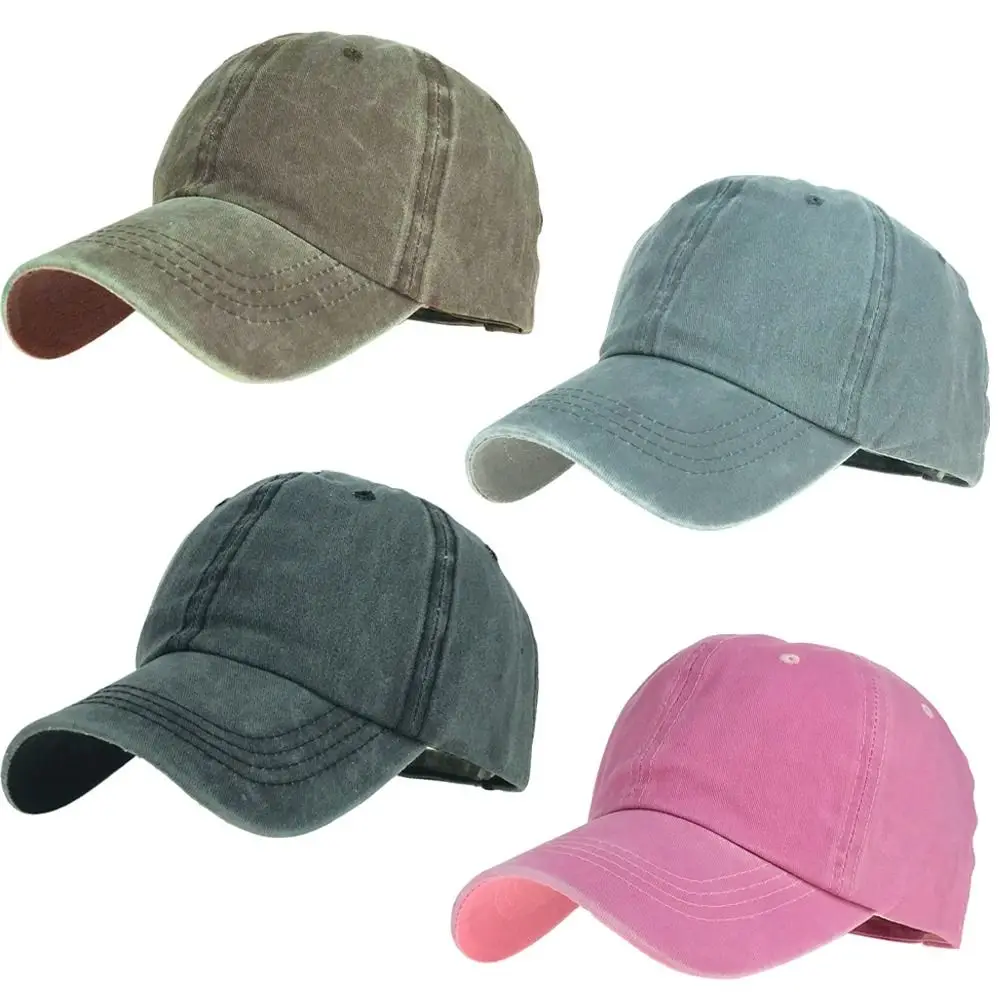 Simple Washed Cotton Baseball Caps Hollow Out Ponytail Adjustable Ponytail Visor Cap Sports Sun Hat Unisex