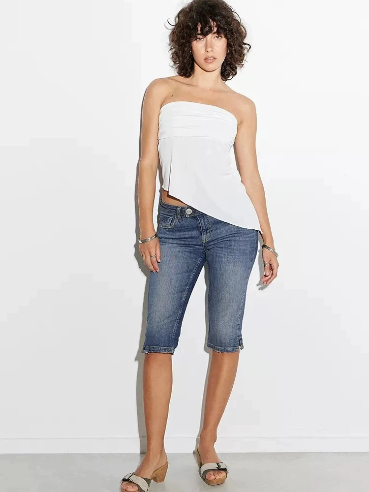 

Эластичный укороченный топ на одно плечо для женщин, модный летний крой 2026, облегающий, асимметричный дизайн, с открытым плечом, в стиле Sweet Style