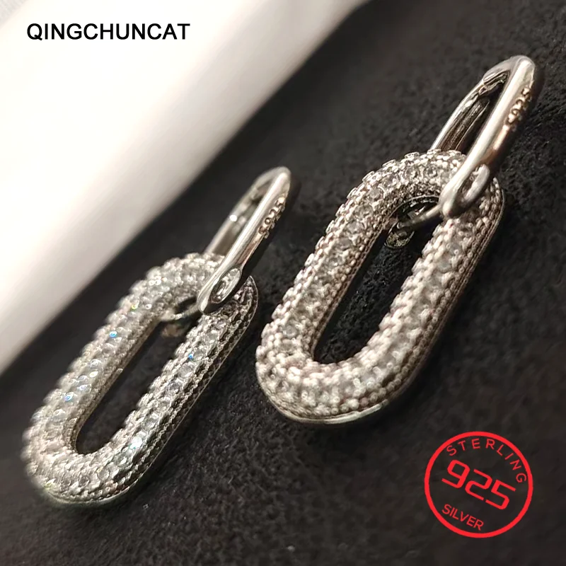 

Drop Earrings Crystal Earing Pendientes Mujer Boucle d'oreille U TYPE Jewelry Brincos 925 Sterling Silver Bijoux 2026 FASHION
