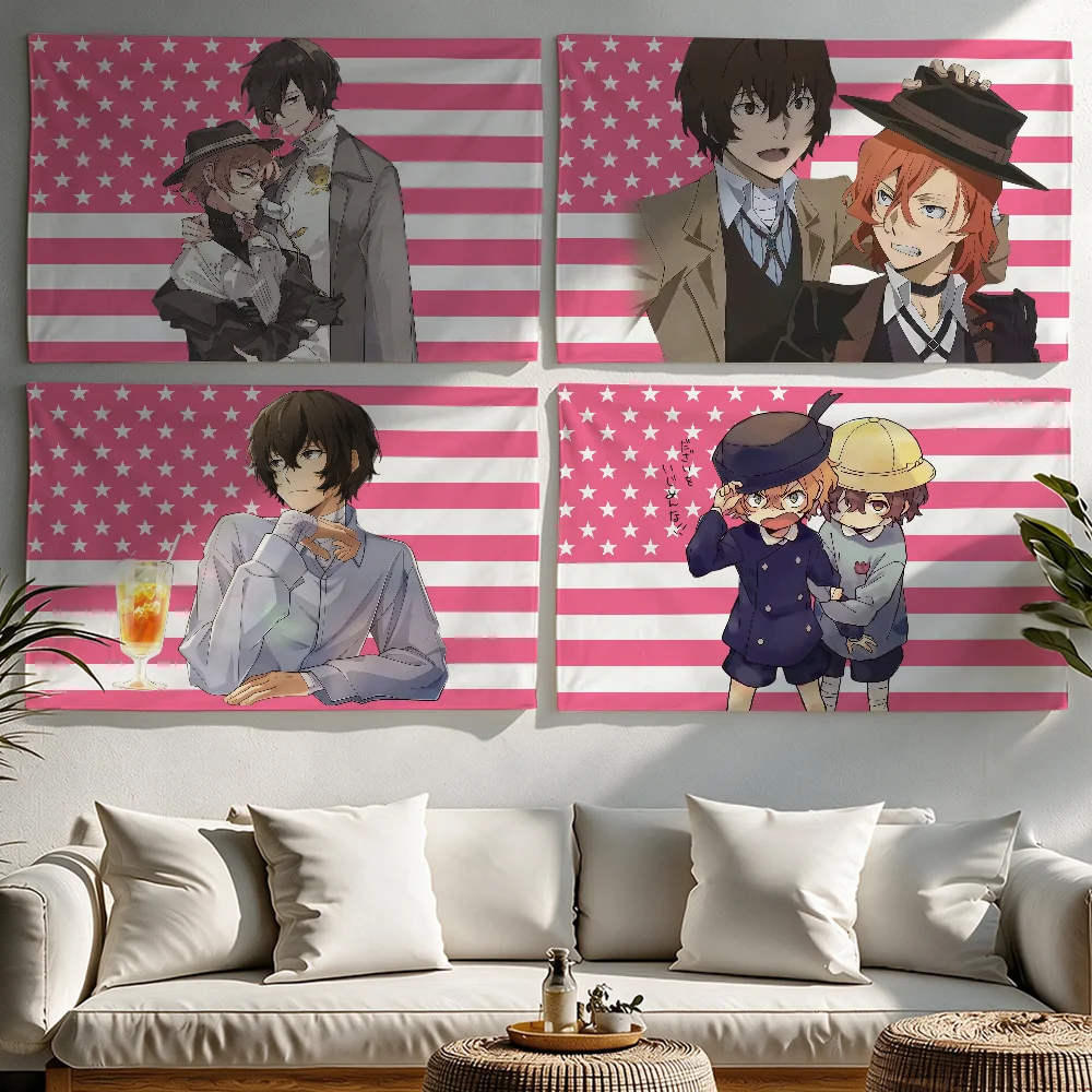 Anime Bungo Stray Dogs American flag Tapestries Outdoor Parties Bedrooms Living Rooms Dorm Rooms Wall Decor Banners Gifts