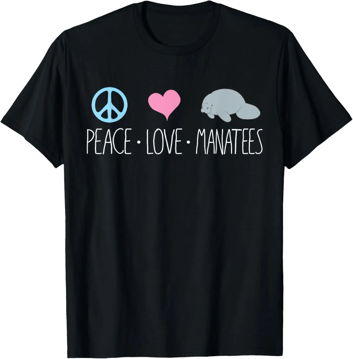 Cute Manatee TShirt, Peace Love Manatees Chubby Sea Cow