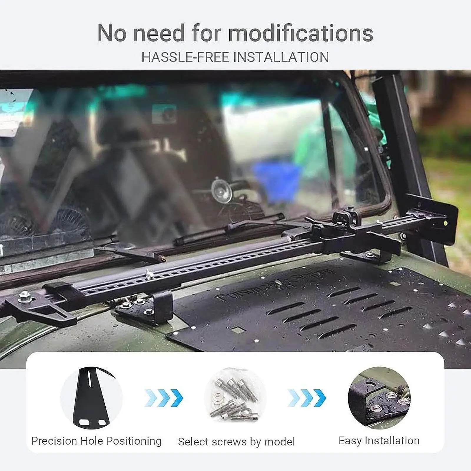 

Lift Jack Mount Hood Brackets with Different Models Screws, Replacement Maintenance Lockable Mounting for Jeep Wrangler
