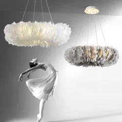 Modern New Colorful Feather Chandelier LED Lighting for Bedroom Living Kids Room Suspension Dropshipping Indoor Fixture Lustres