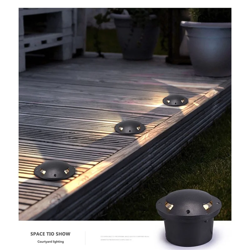 

ABKY-Spotlights Garden LED 3W Outdoor Recessed Underground Floor Lamp 2 Side Landscape Lighting Waterporrf DC24V