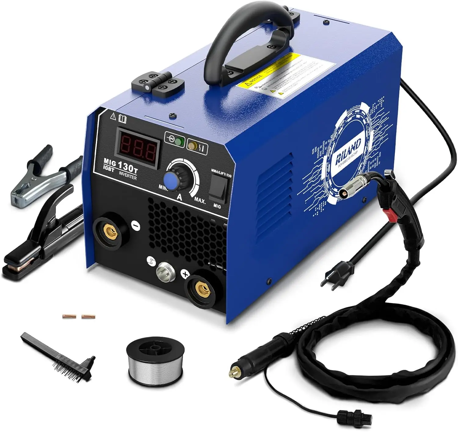 

130A MIG Welder 3-in-1 Flux Core Welder MIG/Lift TIG/Stick Welding Machine 110v with Synergic Control