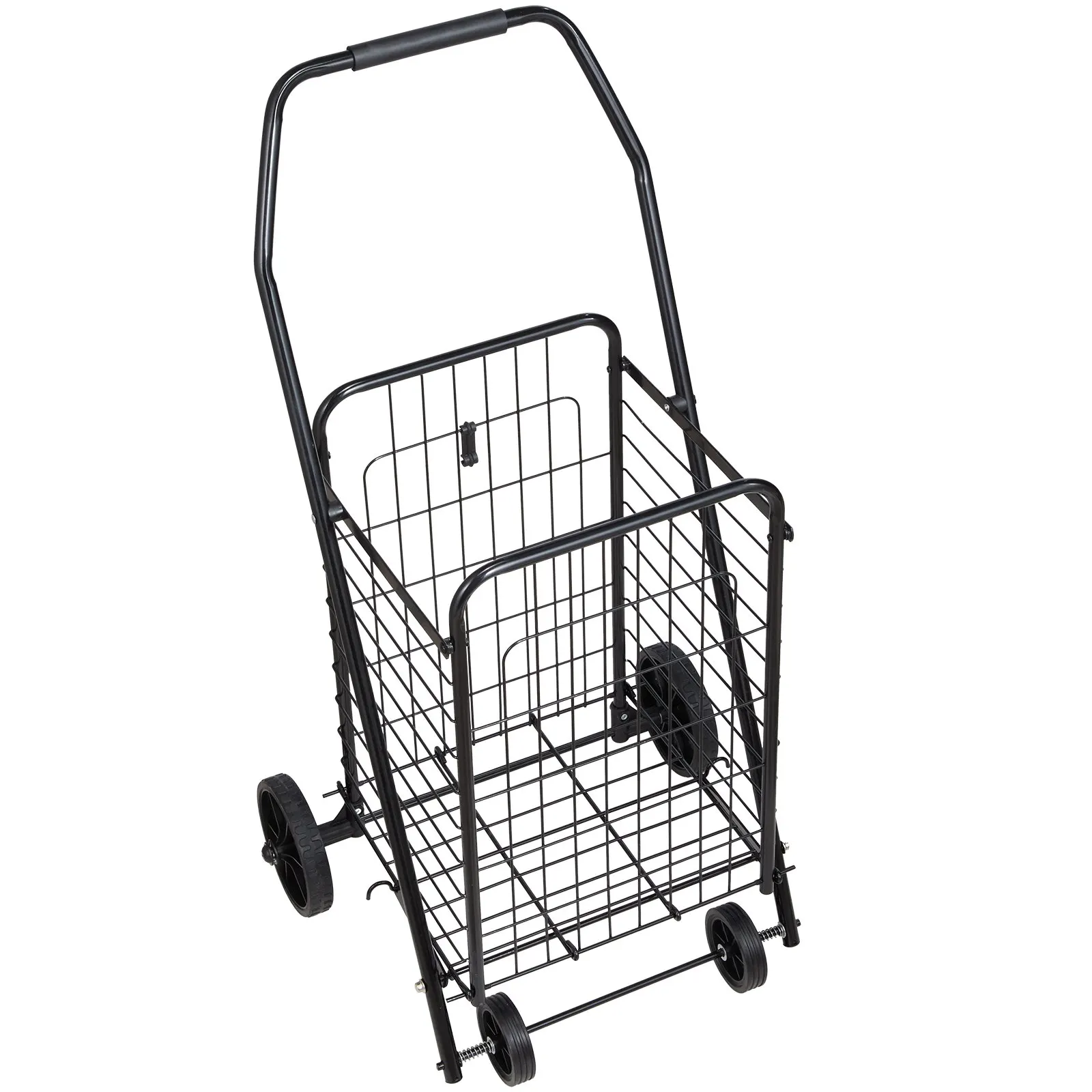 

Shopping Cart, Folding Grocery Utility Cart With Swivel Wheels, 90 LBS Large Load Capacity, Heavy Duty Rolling Laundry Basket