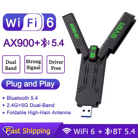 WiFi 6 USB Adapter AX900 Dual Band 2.4G+5Ghz Wi-Fi Dongle USB High-Speed 4 Antenna Wireless Card Receiver For PC/Laptop Win10/11