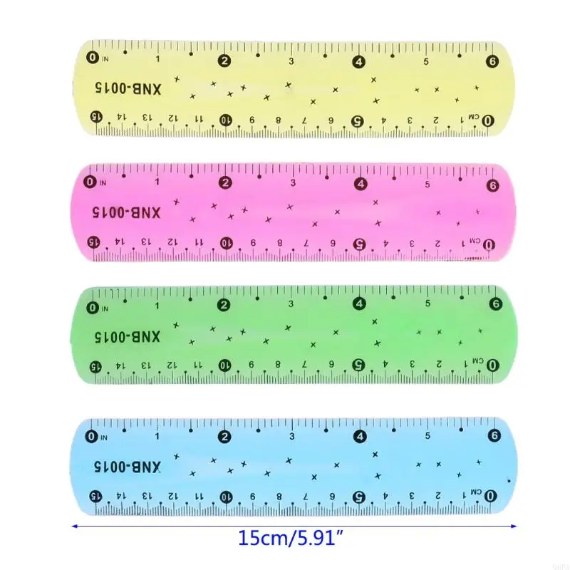 Flexible Straight Ruler Clear Bookmarks Plastic Measuring Tool School Stationery
