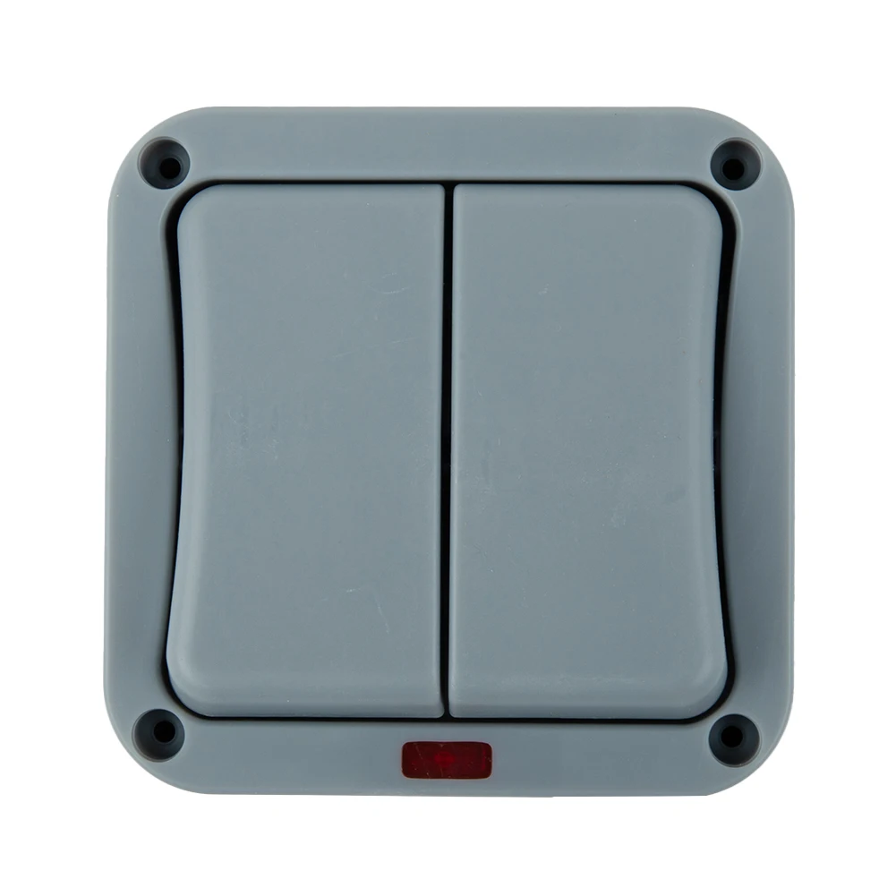 Waterproof IP66 2 Gang Light Switch Outdoor Storm Resistant Reliable Protection against Water Jets and Dust Grey Doorbell Switch