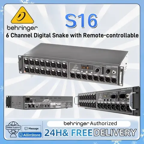 Behringer S16 16 Channel Digital Snake with Remote-controllable Midas Designed Mic Pres and AES50 Network Port