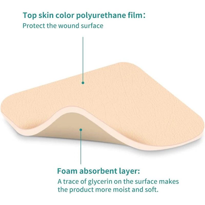^Borderless Foam Dressing Waterproof And High Absorbency Square Shaped Wound Care Bandage Silicone Foam Pad For First Aid~