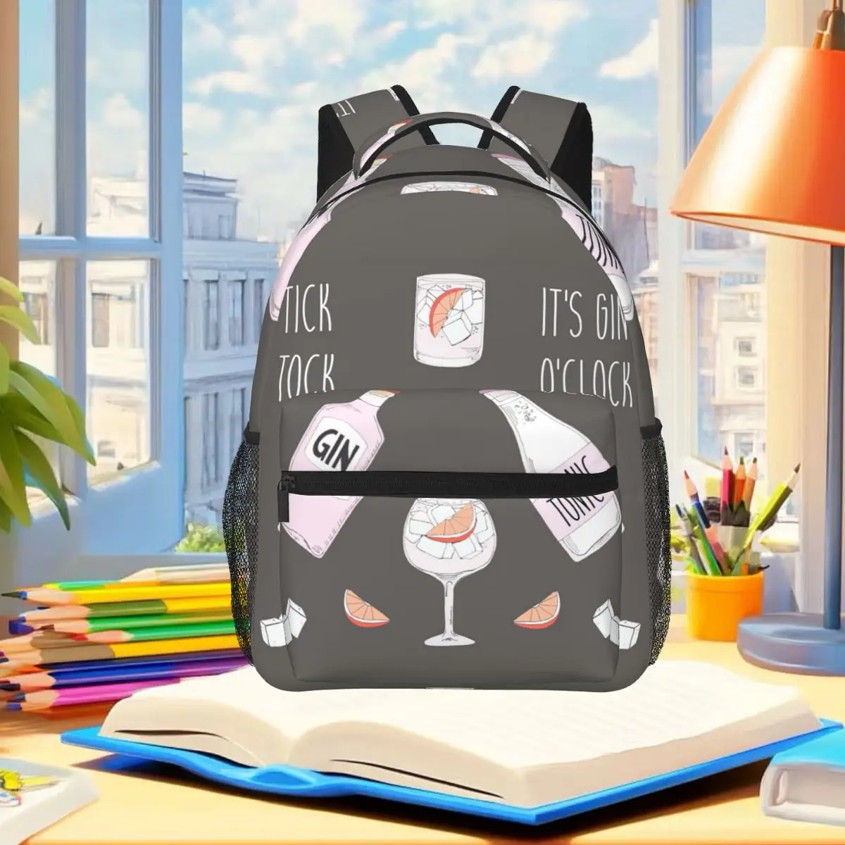 حقيبة ظهر للطلاب من Gin O'clock Gin Lover Gi حقيبة مدرسية للمشي لمسافات طويلة والسفر حقيبة نهارية للرجال والنساء حقيبة كتب عصرية حقائب كتف #6