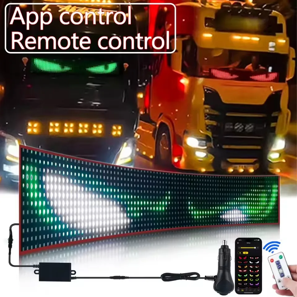

24V Truck Devil's Eye Light LED Matrix Pixel Panel Car Ambient Light Soft Foldable Phone App Remote Control For Board Windshield