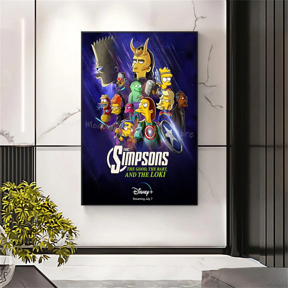 Disney Simpsons Art Poster Superhero Simpsons Wall Art Canvas Painting Prints Porch Bedroom Home Wall Decor Kids Gifts