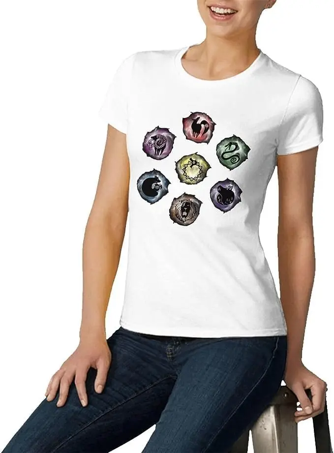 The Anime Seven Deadly Sins Shirt Women's Fashion Short Sleeve Cotton T Shirts Quick Dry Pattern Custom Tee Tops Black
