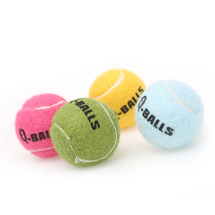 4 Teile/satz Hundespielzeug Q-MONSTER Dickwandige Naturkautschuk Squeak Kaubälle für Hunde Tennis Interaktive Hüpfbälle für das Training – Detail 7