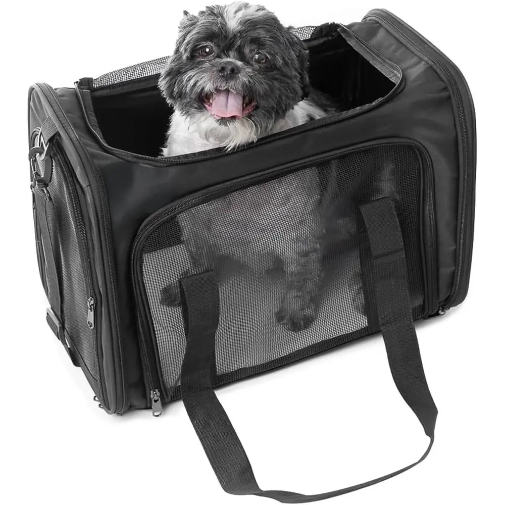 

Складная сумка-переноска для животных - дышащая, прочная и вместительная, для кошек и собак малого и среднего размера весом до 15 фунтов