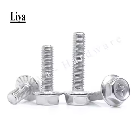 10pcs M5 M6 A2-70 304 Stainless Steel Hexagon Head with Serrated Phillips Flange Cap Screw Hex Washer Head Bolt