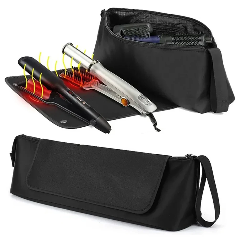 2-in-1 Haarwerkzeug-Reisetasche und hitzebeständige Matten-Organizer-Reisetasche für Lockenstab, Haarglätter und Haartrockner ﻿