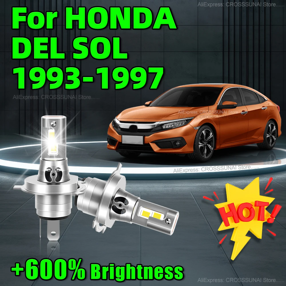 LED Headlight 200W 360 Degree CSP Chips Wireless Car Lamp 6000K Bulbs with Fan For HONDA DEL SOL 1993 1994 1995 1996 1997