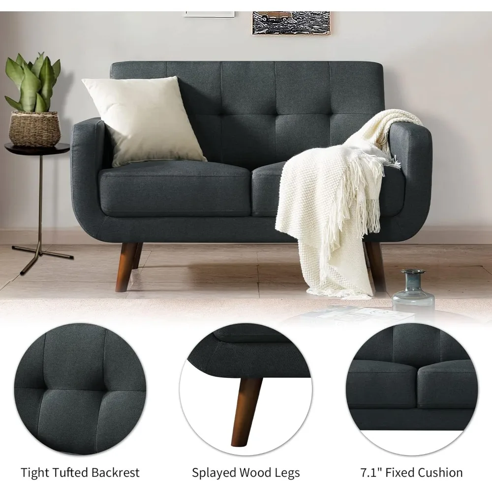 أريكة Loveseat الحديثة في منتصف القرن، أريكة صغيرة معنقدة مقاس 51 بوصة للمساحات الصغيرة، مثالية لغرف المعيشة وغرف النوم والشقق، #4
