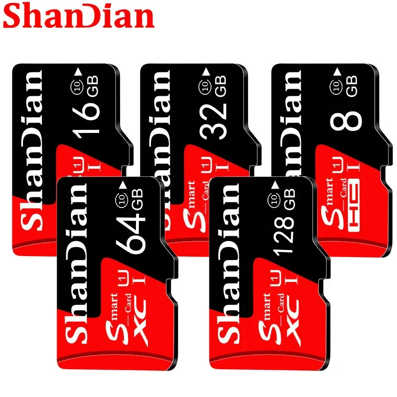 SHANDIAN Red TF Smart SD Car CD Player Memory Capacity Expansion 8GB 16GB 32GB 64GB 128GB Free Gift Comes with SD Card Adapter