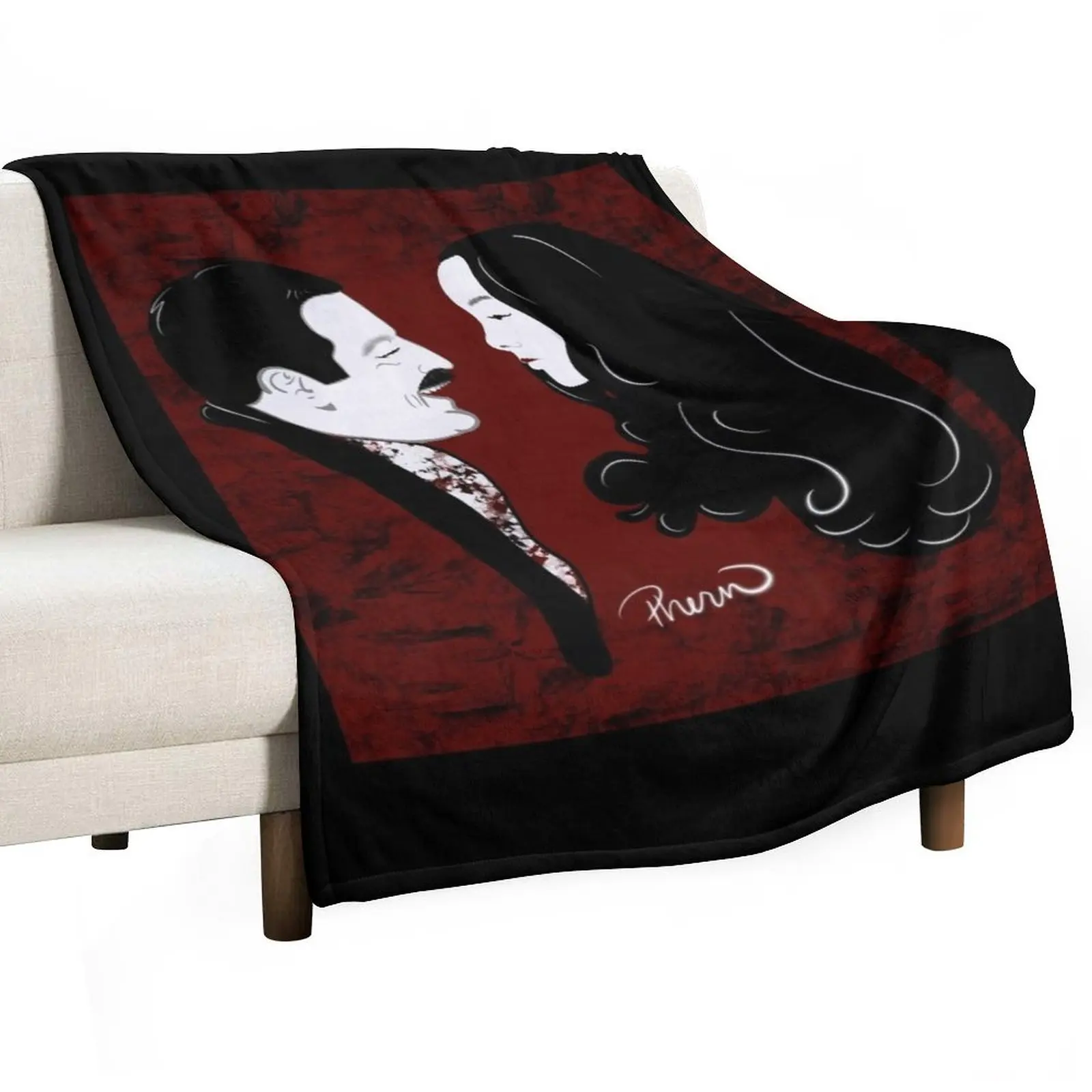 Morticia and Gomez Adams Lovers Throw Blanket funny gift Shaggy Single Hairy Blankets 3