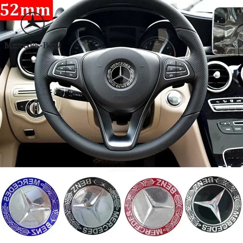 

2025 Горячая наклейка с эмблемой в центре рулевого колеса автомобиля из сплава 52 мм для Mercedes Benz W212 W205 W211 W213 W210 W220 W204